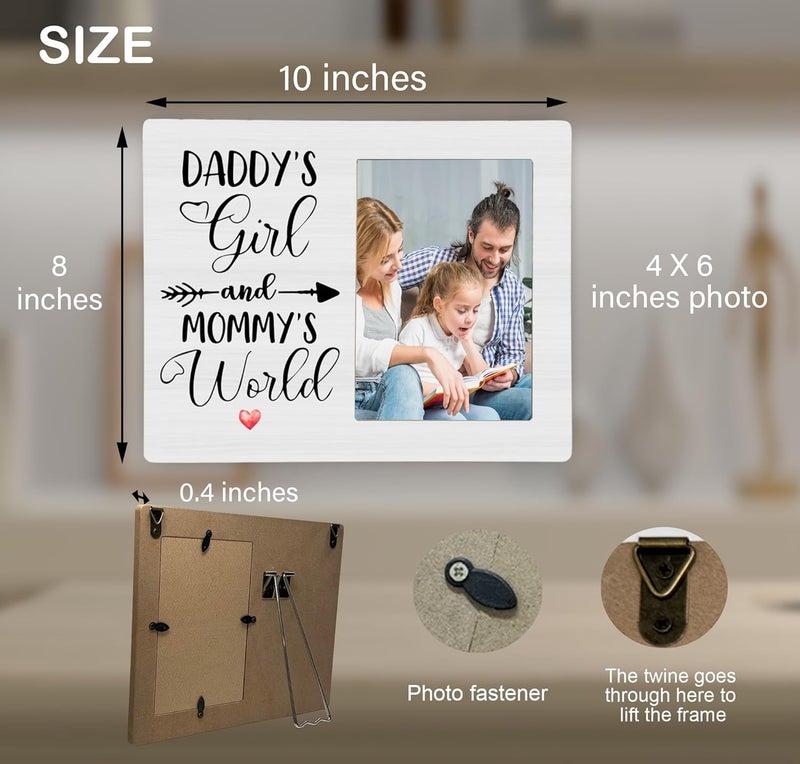 CAIFZ Daddy's Girl and Mommy's World Picture Frame, New Baby Photo Frame Gifts for Daughter, 4x6 inch Photo - Image 3